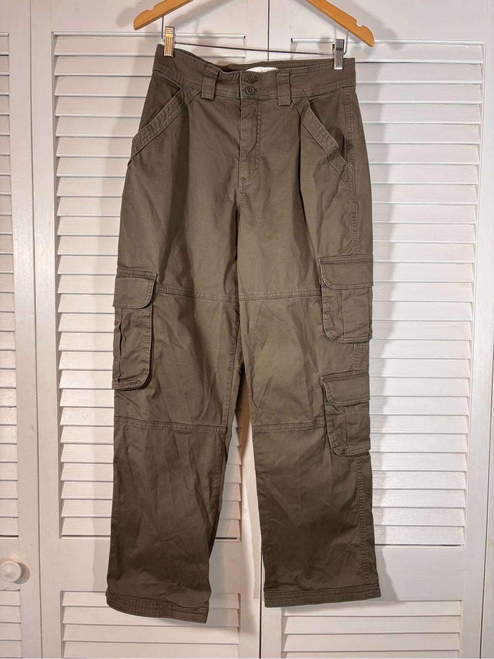 Abercrombie & Fitch Curve Love Cargo Pants Brown Taupe Size 28 6R Womens